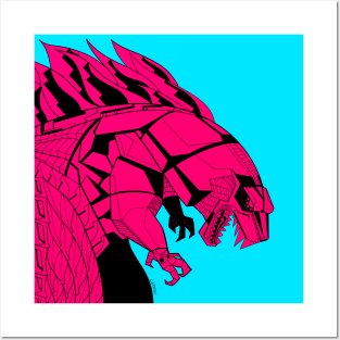 mecha godzilla ecopop in red kaiju explode art Posters and Art